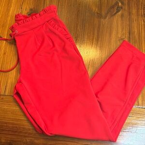 Red Ankle-Length Women's Pants
